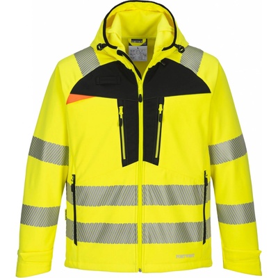 PortWest HI-VIS DX475 reflexní softshellová bunda HV žlutá/černá