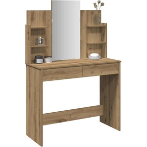 vidaXL Тоалетка с огледало, дъб артизан, 96x39x142 см (857012)