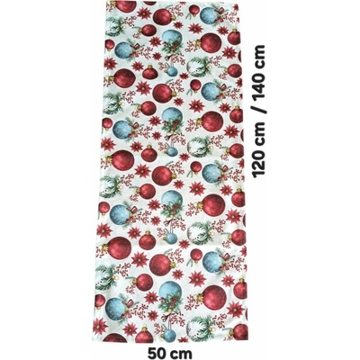 LKV Lomnice Vánoční set: Běhoun + 4 ks prostírání - červené vánoční ozdoby - 50 x 140cm