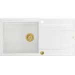 Quadron Unique Evan 146 XL вградена композитна мивка бяло-златна 100x50 см (HCQE10050U1_PVDG1_P2O) Мивка за вграждане