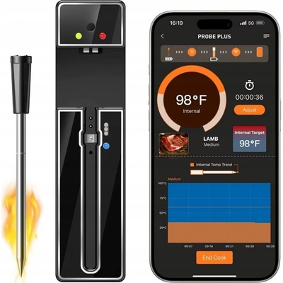 KUCHYŇSKÝ TEPLOMĚR s sondou, ovládání přes Bluetooth aplikaci, nerezová ocel