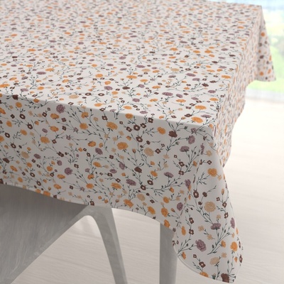 Biante bavlna čtvercový ubrus Sandra SA-720 Oranžovo-hnědo-béžové drobné květiny na smetanovém 80x80 cm