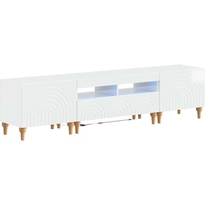 vidaXL 3 части LED ТВ шкаф Бял гланц Инженерна дървесина (3416502)