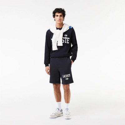 Lacoste Поларена блуза Lacoste Flocked Fleece Sweatshirt - Abysm