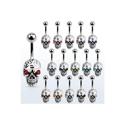 Piercingate piercing do pupíku lebka PBP00306 Černá