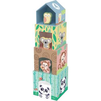 Hi Pando Игрален комплект Hi Pando - Картонени кубчета с дървени животинчета (HP031)