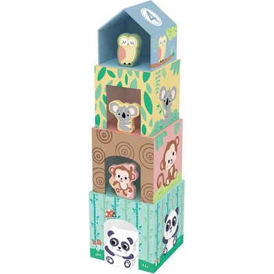 Hi Pando Игрален комплект Hi Pando - Картонени кубчета с дървени животинчета (HP031)