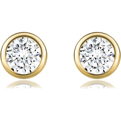 Šperky eshop Diamantové náušnice ze žlutého zlata kulatý diamant puzety S3BT508.62