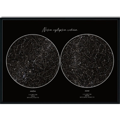 Jen tak z lásky Hvězdná dvojmapa Vašeho životního okamžiku 50x70 cm Barva pozadí: Bílá, Volba rámu: Bez rámu