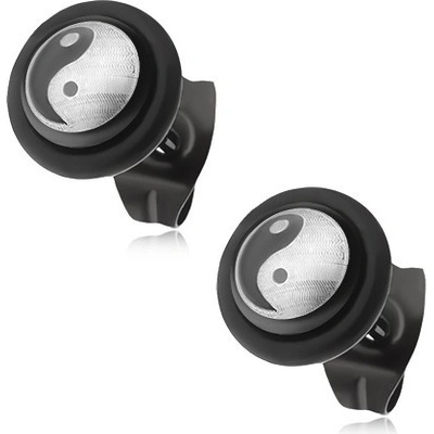 Šperky eshop černé puzetové z oceli symbol Yin-Yang S50.13