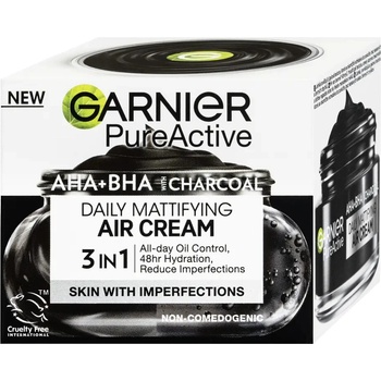 Garnier Pure Active lehký denní zmatňující krém 3 v 1 s aktivním uhlím 50 ml