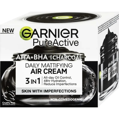 Garnier Pure Active lehký denní zmatňující krém 3 v 1 s aktivním uhlím 50 ml