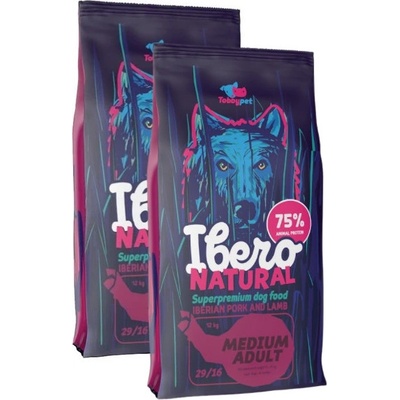 Ibero Natural Adult Dog Medium Pork & Lamb 2 x 12 kg