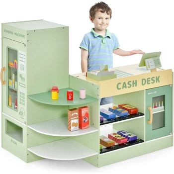 Costway Голям Дървен Магазин с аксесоари и касов апарат, Costway (TM10085GN)
