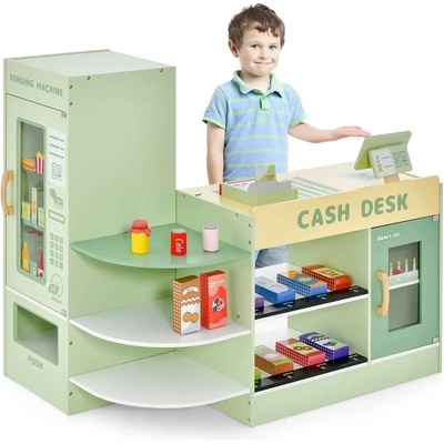 Costway Голям Дървен Магазин с аксесоари и касов апарат, Costway (TM10085GN)