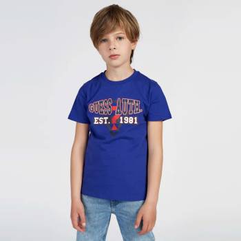 Image 1 of GUESS Блуза с къс ръкав в синьо за момче с цветно лого Guess