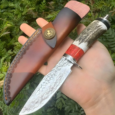 Damaškový outdoorový nôž FB 39479 Hnedá/Červená/Typ1 9.5 cm