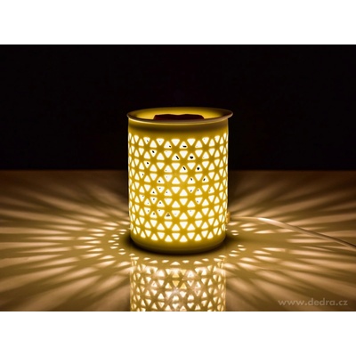 Lumivia Elektrická keramická aroma lampa s krajkovým dekorem matná bílá & odnímatelná miska – Sleviste.cz