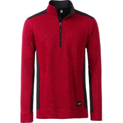 Daiber JN 864 pánská bunda z fleecu 1/2 zip red melange/black