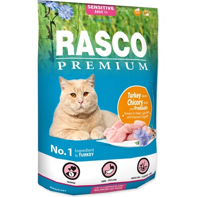 Rasco Premium Cat Kibbles Sensitive Turkey Chicory Root Lactic acid bacteria 400 g