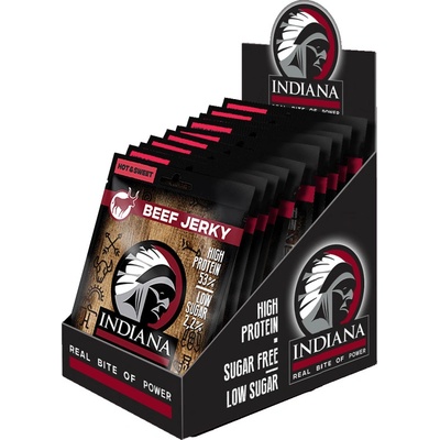 Indiana Jerky Hovězí sušené maso Hot & Sweet 10 ks 900 g