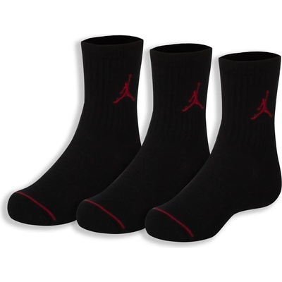 Юношески чорапи Air Jordan 3 Pack Crew Socks Juniors - Black