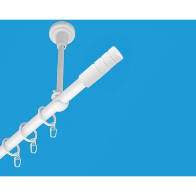 OK-GarnýžeCZ Garnýž kovová jednořadá 19mm Techno bílá 150 cm do stropu / kroužky s háčkem