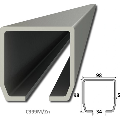 C profil 98 x 98 x 5 x 6000 mm, pozinkovaný