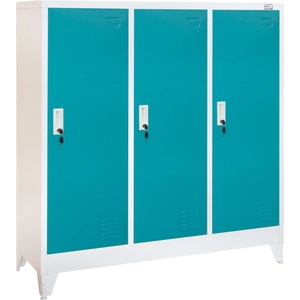 RFG Гардероб RFG, метален, троен, с три врати, 120 х 40 х 120 cm, бял, с тюркоазени врати