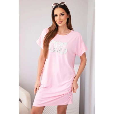 Fashionweek dámske oversize šaty s potlačou K12442 Ružový