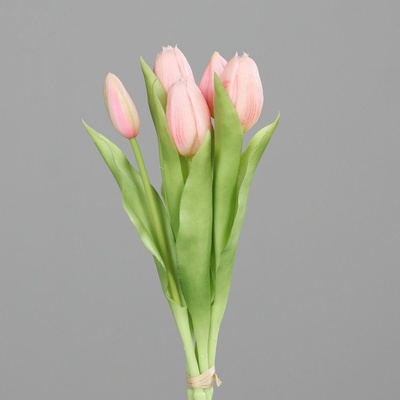 Umělá květina svazek tulipánů 5ks růžový, 31 cm