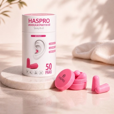 Haspro Tube50 špunty do uší, růžové 50 párů