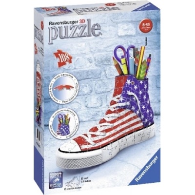 Ravensburger Verlag Ravensburger 3D Puzzle 12549 Sneaker American Style - Praktischer Stiftehalter - 108 Teile - Schreibtisch-Organizer für Kinder ab 8 Jahren