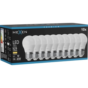 Mexen Nova 10x LED крушка E27, G45, 5W, Топла - 3000K, 525 lm - L101-E27-0530-01x10 (L101-E27-0530-01x10)