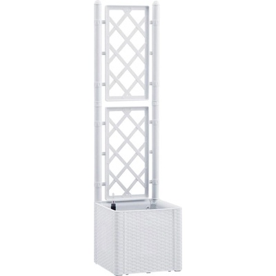 STEFANPLAST Samozavlažovací truhlík NATURAL DELUXE 43x43x142cm bílá s mřížkou