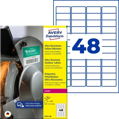 Avery Zweckform L7911-40 Ultra odolné etikety 45,7x21,2mm 1920 ks bílá
