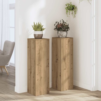 vidaXL Стойки за растения 2 бр дъб артизан 25x25x80 см инженерно дърво (852950)