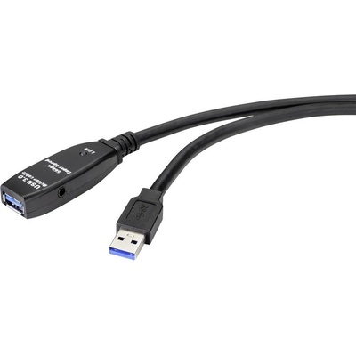 Renkforce RF-4598344 USB, USB 3.2 Gen1 (USB 3.0 / USB 3.1 Gen1) USB-A zástrčka, USB-A zásuvka, 5m, černý