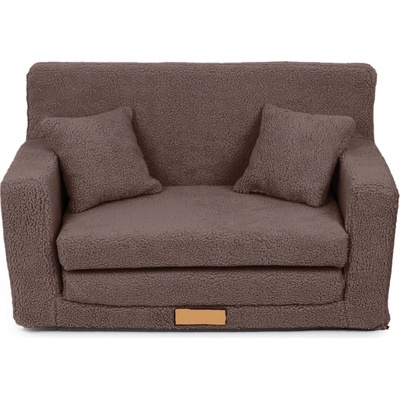 Flumi dětský gauč dětská pohovka s funkcí spaní do dětského pokoje křeslo s funkcí lůžka dětský nábytek látka z ovčí kůže čokoládový beránek