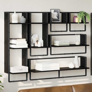 vidaXL Комплект стенни рафтове 6 бр. Черния дъб 100 x 25 x 30 cm (882849)