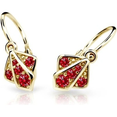 Danfil dětské náušnice C2241 ze žlutého zlata s kamínky Ruby Dark