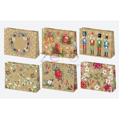 Taška papírová dárková 30x23x10 cm (eko) - vánoční (mix)