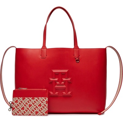 Tommy Hilfiger Дамска чанта Tommy Hilfiger Iconic Tommy Tote Mono Pouch AW0AW16072 Fierce Red XND (Iconic Tommy Tote Mono Pouch AW0AW16072)