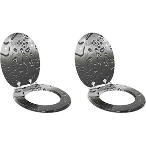 vidaXL Тоалетна седалка 2 pcs Сив 44 x 38 см Инженерна дървесина (3414539)