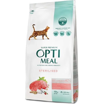 OPTIMEAL For Sterilised cats high in beef and sorghum 10 kg