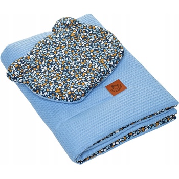 Infantino Vaflová deka s vankúšikom Teddy modrá