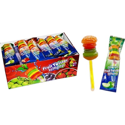 Sweet Trebor Fruit Twister lollipop ovocné lízátko ve tvaru hamburgeru 10 g