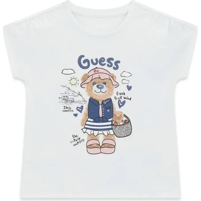 GUESS Тениска за мини момиче с цветно мече и син надпис Guess