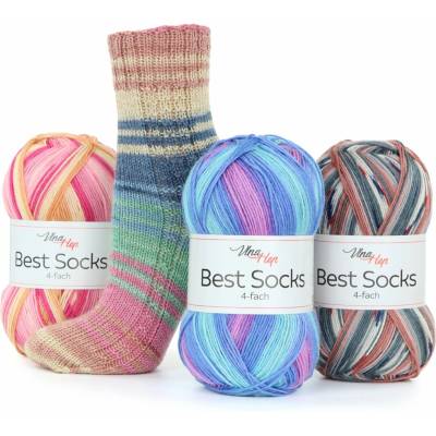 Vlna-Hep Best Socks 4-fach 7722 fuchsie-zelená
