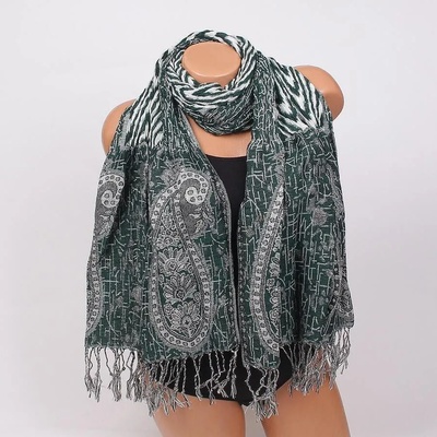 Елегантен шал в тъмнозелено и бяло